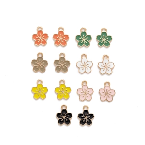 Colorful enamel cherry blossom flower charms for DIY jewelry making and pendants