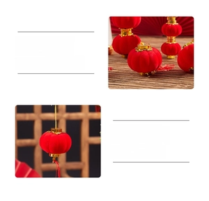 Close-up of red flocked mini lanterns featuring golden accents and waterproof texture