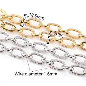 18k gold and silver stainless steel paperclip chain links for DIY jewelry making