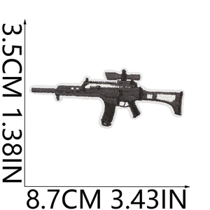 Sniper rifle embroidered patch for tactical gear, DIY gun shape applique 8.7x3.5cm