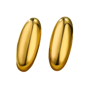 Polished 18K gold stainless steel oval stud earrings with a minimalist mirror finish
