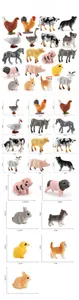 Detailed size specifications for 16 realistic miniature PVC farm animal model figures