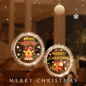 Suspensions lumineuses LED de Noël avec motifs renne et Père Noël en blanc chaud