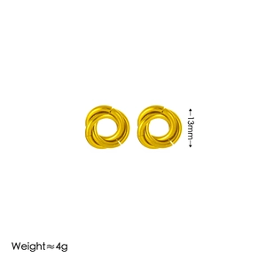 18k gold plated twisted knot earrings with 13mm diameter and 4g weight in 3D circular design
