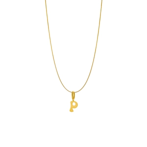 Gold stainless steel snake chain necklace with a minimalist capital letter P pendant