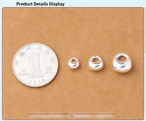 Macro detail of solid S925 sterling silver waterdrop pendants in three sizes for DIY jewelry
