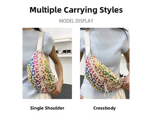Outdoor leopard print oxford waist bag shown in cross-body and shoulder wear styles