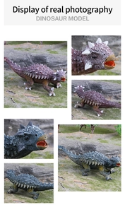 Primer plano detallado de texturas de piel realistas en figuras de dinosaurios rojos y grises