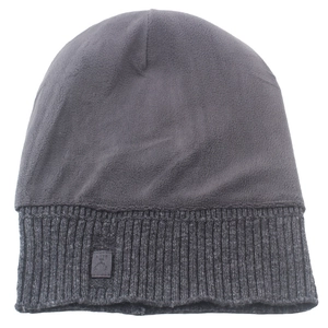Bonnet d'hiver gris foncé en polaire avec bord tricoté et écusson logo cerf