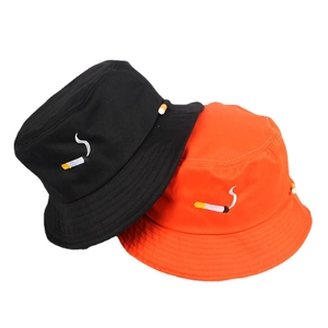 Cigarette Embroidery Bucket Hat Cotton Canvas Streetwear No Chill Lettering Sun Basin Cap For Men Women