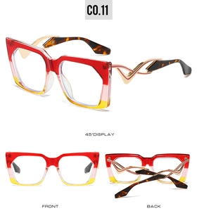 Detailed views of cat-eye sunglasses with gradient frames and gold hollowed-out temples