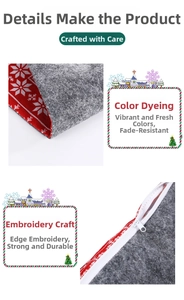 Detail of Christmas pillowcase with snowflake pattern embroidery and white zipper