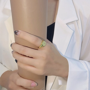 Minimalist S925 silver star signet ring with gold finish and sparkling crystal detail