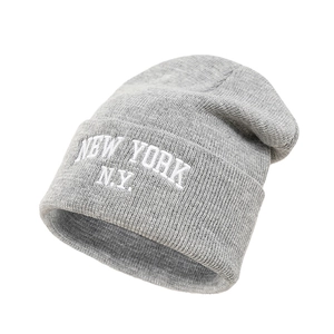 Knit Beanie Hat Acrylic Warm Winter Cuffed Skull Cap New York Embroidered Letter Outdoor Hip Hop Casual For Men Women