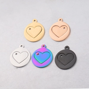 Mirror Polished Stainless Steel Heart Charms Hollow Round And Solid Designs DIY Jewelry Making Accessories