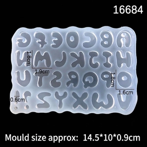 Translucent silicone mold for 26 capital letters DIY jewelry making 14.5x10cm