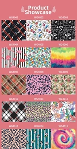 Grid showing 15 styles of aurora starry sky nail water transfer stickers with floral and animal patterns