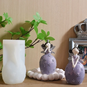 DIY silicone mold for angel girl figurines, perfect for scented candles and resin crafts