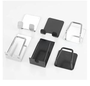 6-piece set of 304 stainless steel adhesive hooks in matte black and silver finishes