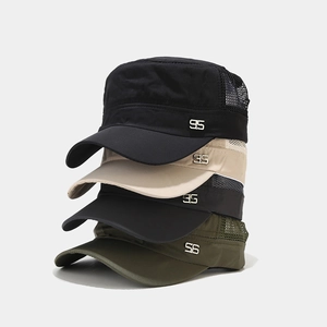 Men Cadet Cap Military Hat Flat Top Mesh Breathable Sun Protection Outdoor Adjustable Polyester Flat Top Hat
