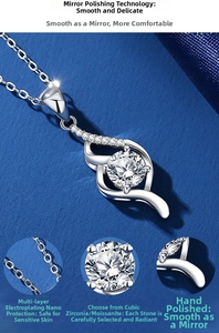 Detailed view of s925 sterling silver moissanite pendant with polished knot design