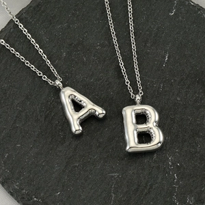 304 Stainless Steel Bubble Letter Necklace Polished 3D Balloon Initial Pendant Chic Accessory Jewelry For Women