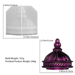 Silicone mold and purple resin dome lid for Turkish lamp with size specifications