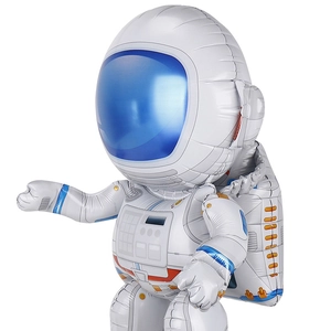 Space astronaut shaped foil balloon in white and blue for kids birthday party decoration