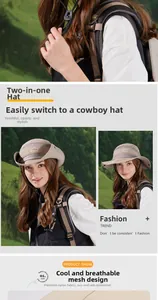 Detail of khaki outdoor sun hat with breathable mesh and waterproof nylon fabric