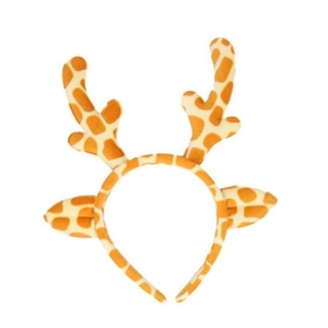 Plush giraffe headband with ears and horns for Christmas costumes on white background