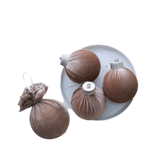 Champagne velvet Christmas ball ornaments set with unique drawstring pouch shape