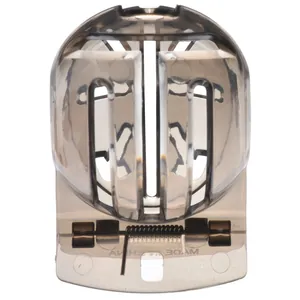 Detailed view of the golf ball liner tool with translucent plastic and spring mechanism
