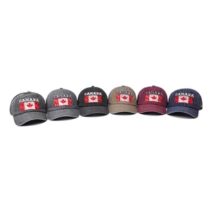 Retro washed cotton baseball cap with Canada maple leaf embroidery in six colors
