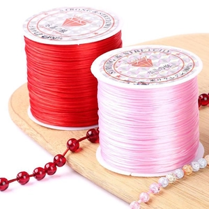 Strong stretchy crystal thread for DIY bead jewelry in red and pink polyurethane