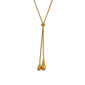 Adjustable gold teardrop necklace with snake chain and polished drop pendants