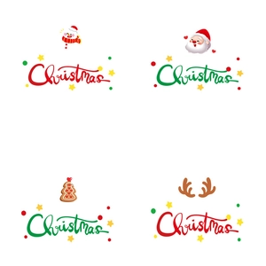 Christmas static window stickers set featuring Santa, snowman, and reindeer patterns