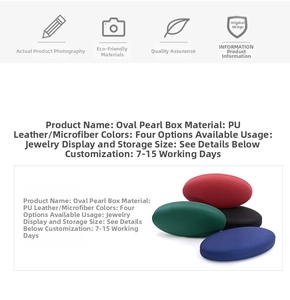 Oval PU leather jewelry storage boxes with microfiber lining in four different colors