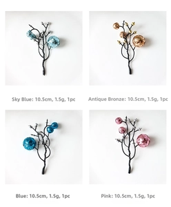 Glittery 10.5cm Christmas berry picks in sky blue, bronze, pink and blue for DIY wreaths