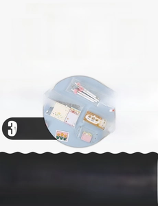 Detailed view of clear PVC storage pouch with snap button for coins and cables