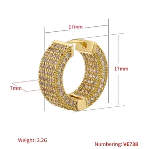 Luxury gold hoop earrings with micro-pave cubic zirconia crystals for women