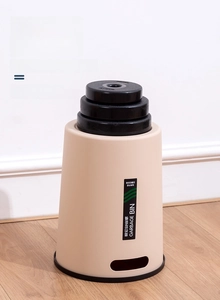 Macro detail showing high-toughness plastic trash bin durability with heavy weight blocks