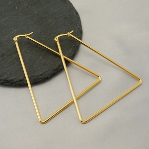 Geometric Triangle Hoop Earrings Stainless Steel Polished Gold Minimalist Jewelry Accessory For Women Trendy Style