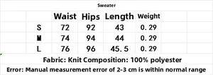Tableau des tailles pour ensemble jupe en tricot avec tour de taille et hanches