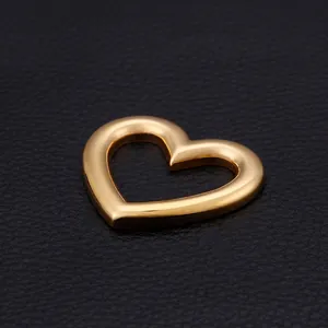 Polished hollow heart-shaped gold pendant charm made of stainless steel for DIY jewelry