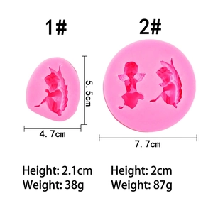 Pink silicone angel wing molds in two sizes for fondant cake decorating and DIY crafts