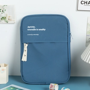 Morandi blue shockproof 11-13 inch laptop and tablet sleeve with zipper and letter print