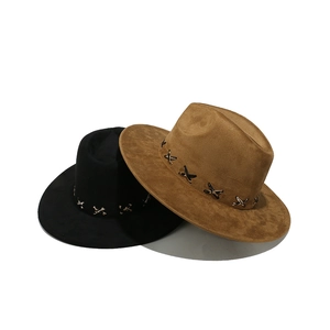 Faux suede western cowboy hats in black and brown with cross stitch band detail