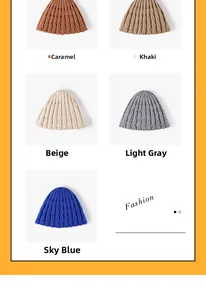 Close-up showing various colors and wavy knit texture of the winter beanie hat