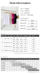 Detailed size chart for V-neck jacquard short sleeve top with measurements in CM and INCH
