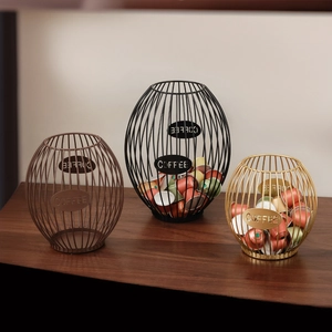 Set of 3 Nordic style iron wire coffee capsule baskets in black, gold and bronze